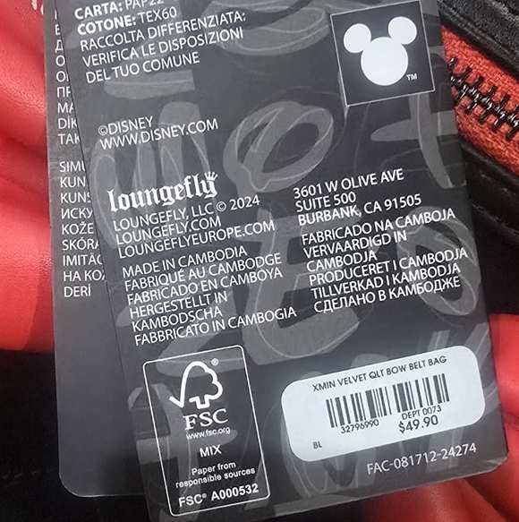 Disney Loungefly Minnie Mouse Bow And Bruno Glow In The Dark Fanny Pack. - Picture 3 of 6